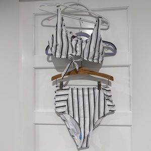 Black and white striped bikini